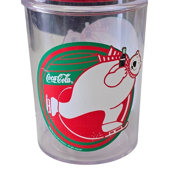 1997 Coca-Cola Polar Bear Plastic Singing  Mug W/ Lid & Handle - Picture 5 of 8